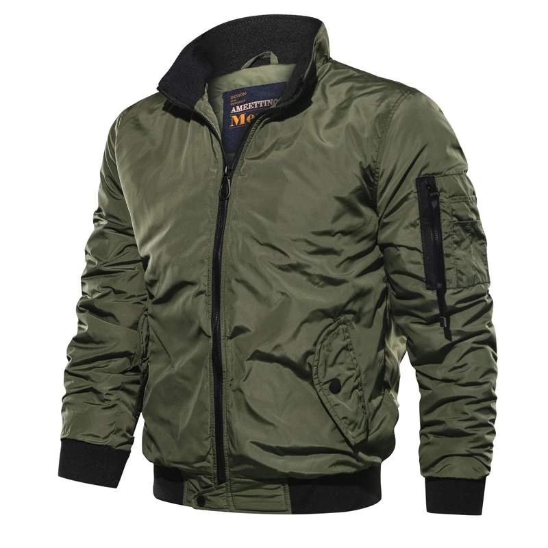 Men Jackets Zipper Bomber Jacket Green Coat Male Windbreaker Outdoor Military Jacket Men Fashion Clothing Autumn Coat Tops 2021