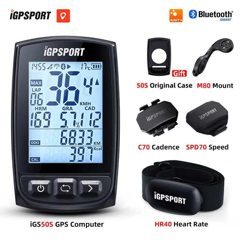 iGPSPORT IGS50S GPS Cycling Computer Wireless IPX7 Waterproof Bicycle Digital Stopwatch Speedometer ANT+ Bluetooth 4.0 Odometer