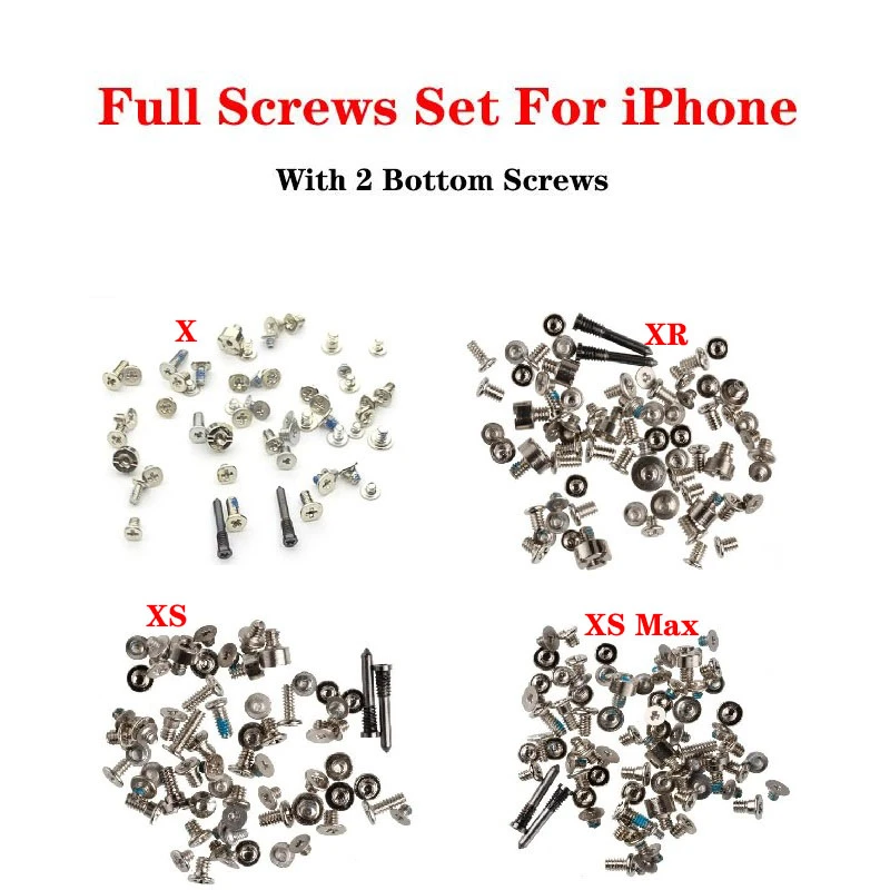 ZONBEMA complete Full Screws Set Kit Repair Replacement Parts for iPhone X XR XS Max 5 5S SE 6 7 8 6S Plus 11 Pro