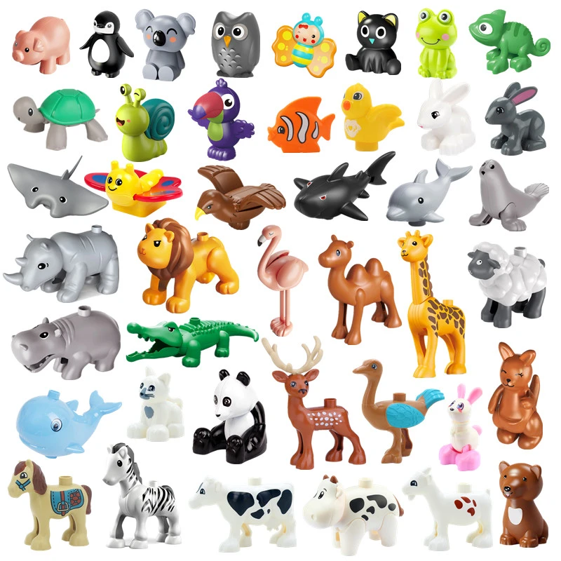 New Animals Large Building Blocks Toys Duck Hen Reindeer Ostrick Fox Squirrel Flamingo Kangroo Koala Ray Owl Compatible Parts