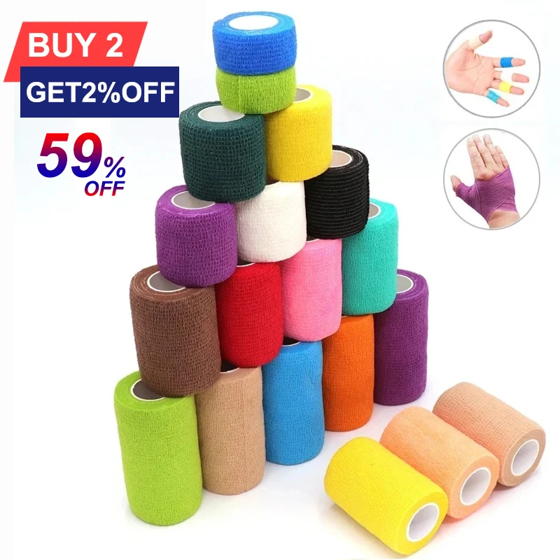 Tom's Hug Colorful Sport Self Adhesive Elastic Bandage Wrap Tape 4.5m Knee Support Pads Finger Ankle Palm Shoulder Bandage