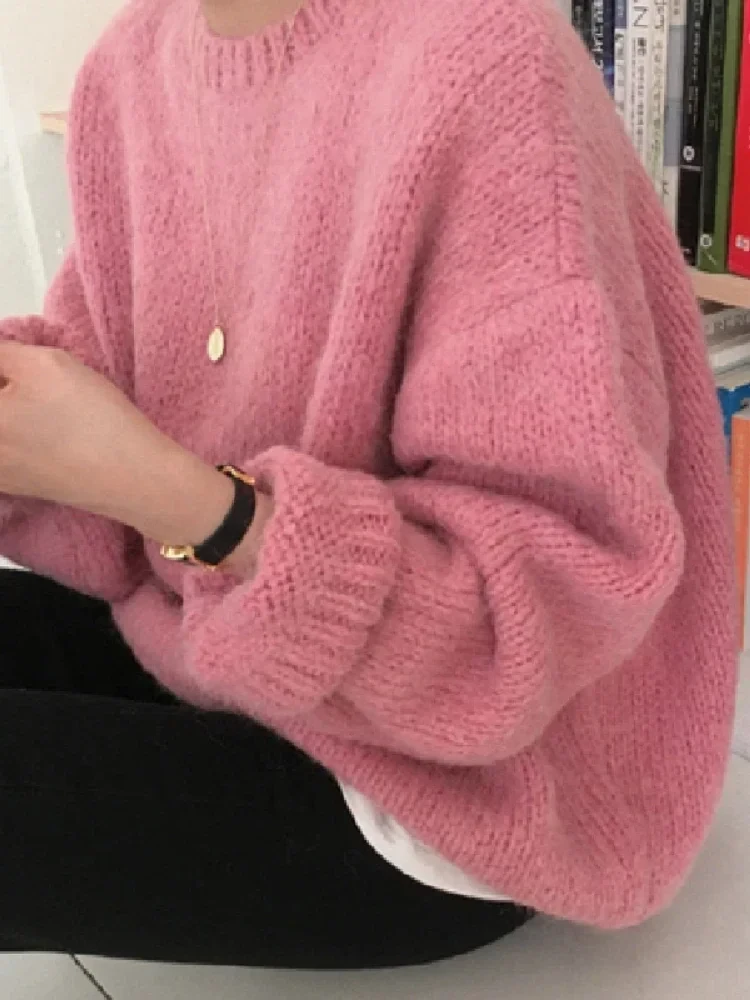 10 colors Pink 2021 Women Sweater Pullover Female Knitting Overszie Long Sleeve Loose Knitted Outerwear Womens Winter Sweaters