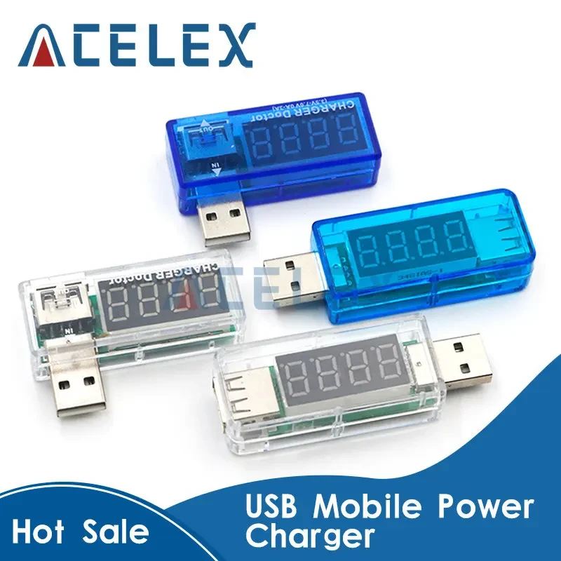 Digital USB Mobile Power charging current voltage Tester Meter Mini USB charger doctor voltmeter ammeter Turn transparent