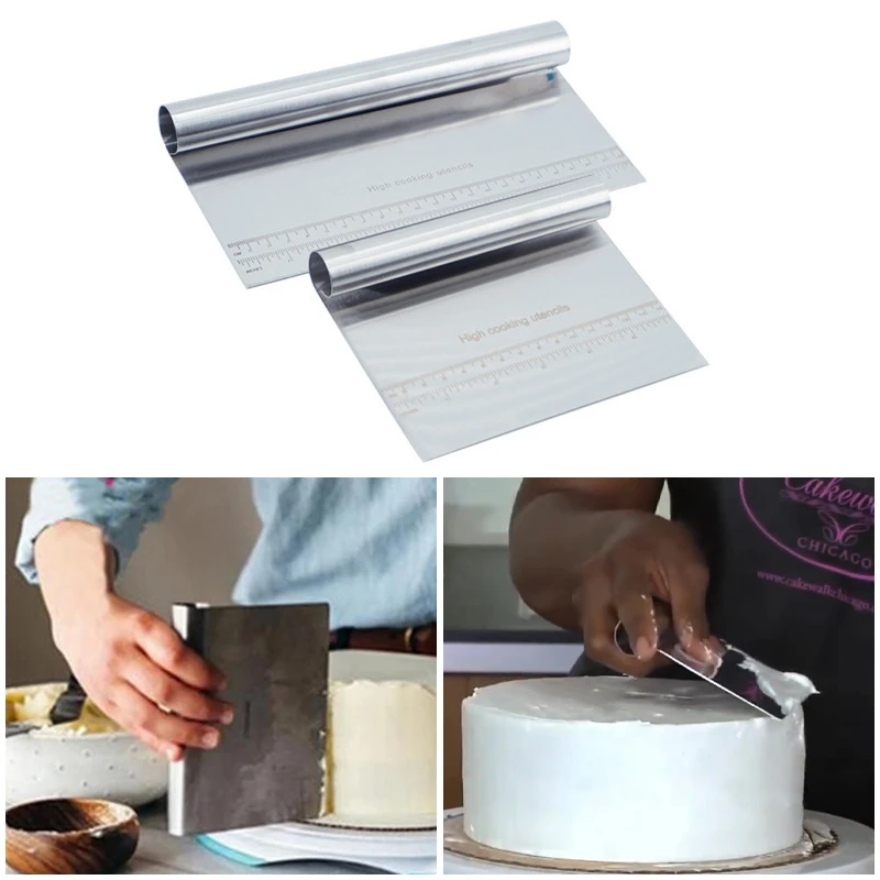 Stainless Steel Noodle Knife Cake Scraper With Scale Pastry Cutters Baking Cake Cooking Dough Scraper Baking Accessories