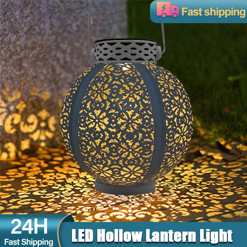2021 Waterproof Solar Lamp Retro Hollow Lantern Light Art Decorative Solar garden light Solar LED Light for Courtyard Landscape