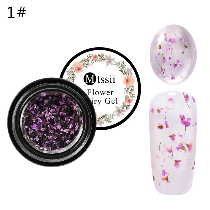 Mtssii Floral Gel Varnish Fairy Nail Gel Polish Dried Flowers Design Gel Lacquer 5ml Lasting UV Soak Off Gel Nail Polish 1 PC