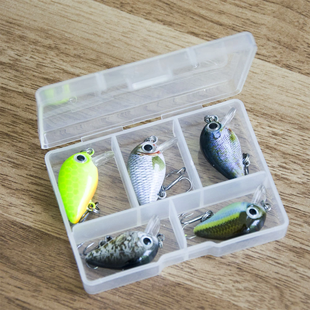 SEALURER 5PCS/Lot 1.8g 3cm Topwater 0.1-0.5m Wobbler Japan Mini Crankbait 5Baits with Plastic Box Fly Fishing Lure Crazy Wobbler