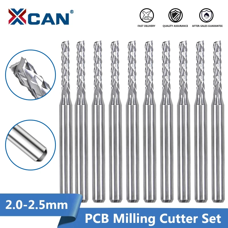 10pcs PCB Milling Cutter 2.0/2.1/2.3/2.4/2.5mm Corn Router Bit Tungsten Carbide Mini CNC Engraving Bit End Mills
