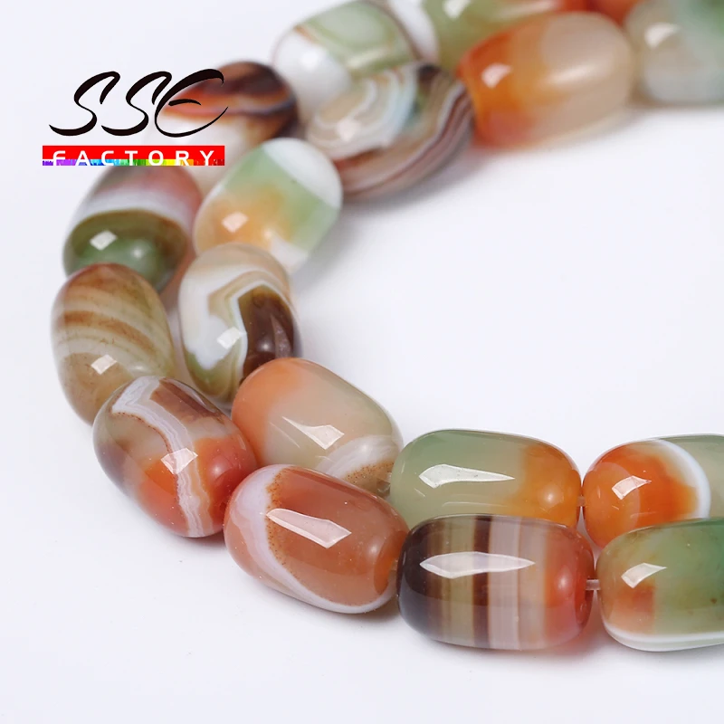 High Quality Peacock Agates Drum Shape Loose Spacer Beads 15'' Strand Semi-Finished Bracelet Beads Accessory For Jewelry Making