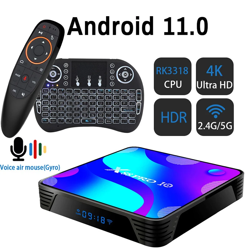 X88 PRO Android 11.0TV Box 2.4G&5.8G Wifi RK3318 4GB 32GB 64GB 128G Support Youtube Set Top Box