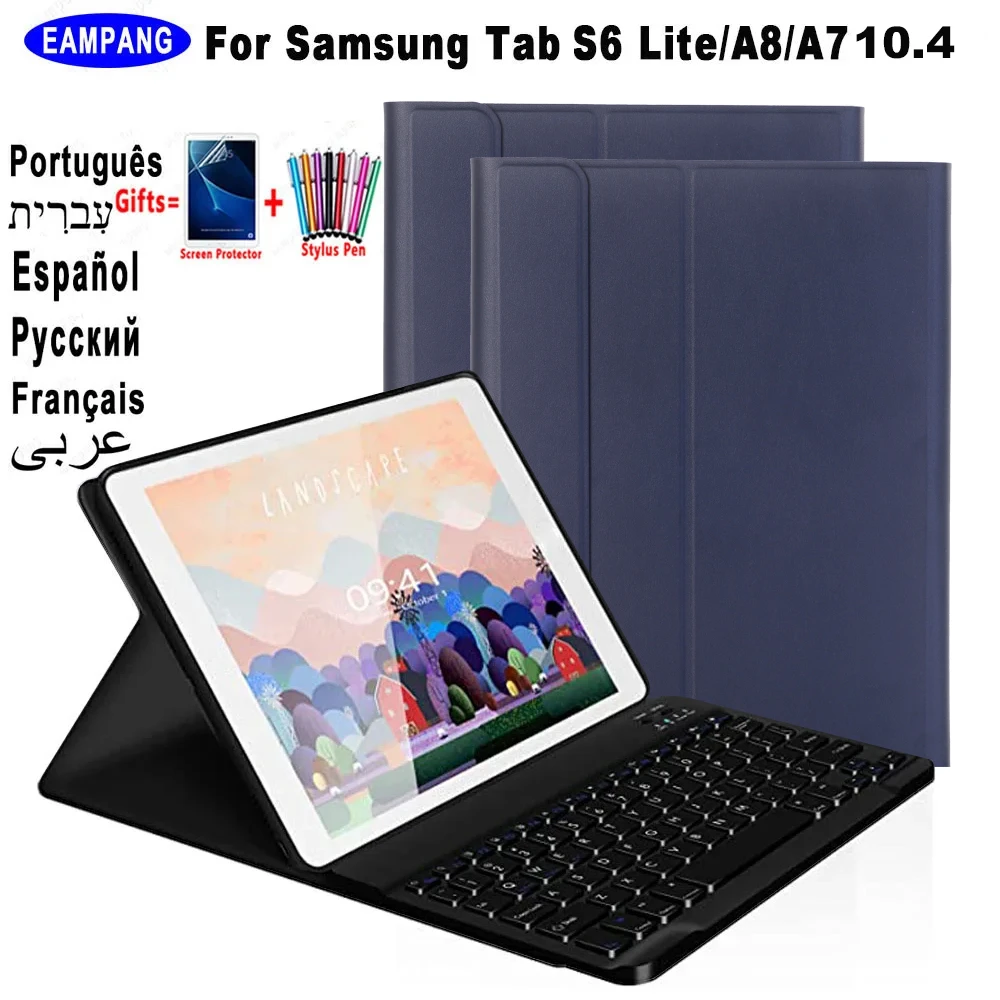 Case for Samsung Galaxy Tab S6 Lite 10.4 Keyboard Case Tab S6 10.5 S7 11 Cover Russian Spanish English Korean Arabic Keyboard