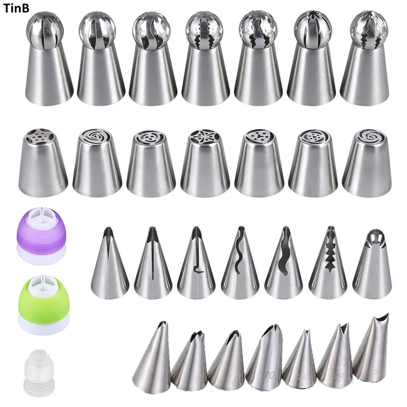 Russian Pastry Nozzles For Cream Icing Piping Nozzles Cake Decoration Tips Leaf Tulip Rose Cake Nozzles Tips Confectionery