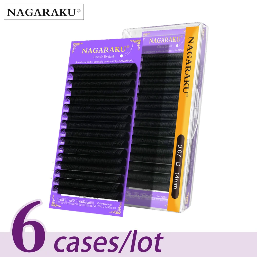 NAGARAKU All Size 6 Cases Faux Mink Eyelashes Extension J B C D Curl  Individual Eyelashes  Artificial Fake False Eyelashes
