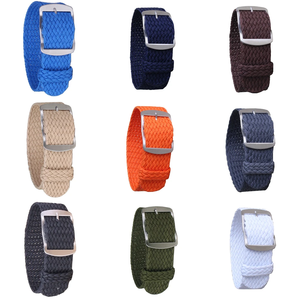 16mm 18mm 20mm 22mm Solid color Perlon Woven Nylon watchbands bracelet fabric Woven Watch Strap Band Buckle belt black blue