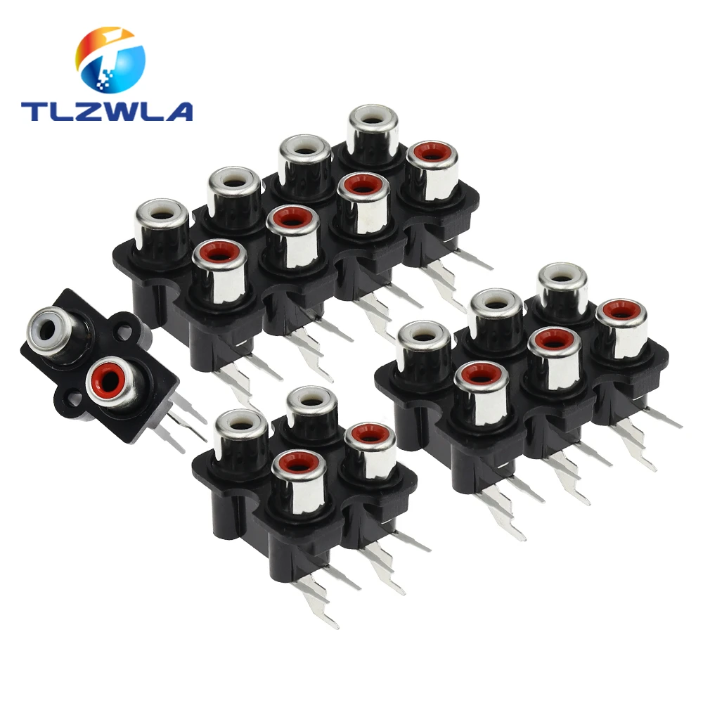 5PCS 2/4/6 Hole RCA Female Stereo Audio Jack AV Audio Input Socket Connector Lotus Row Amplifier Interface Signal Connection