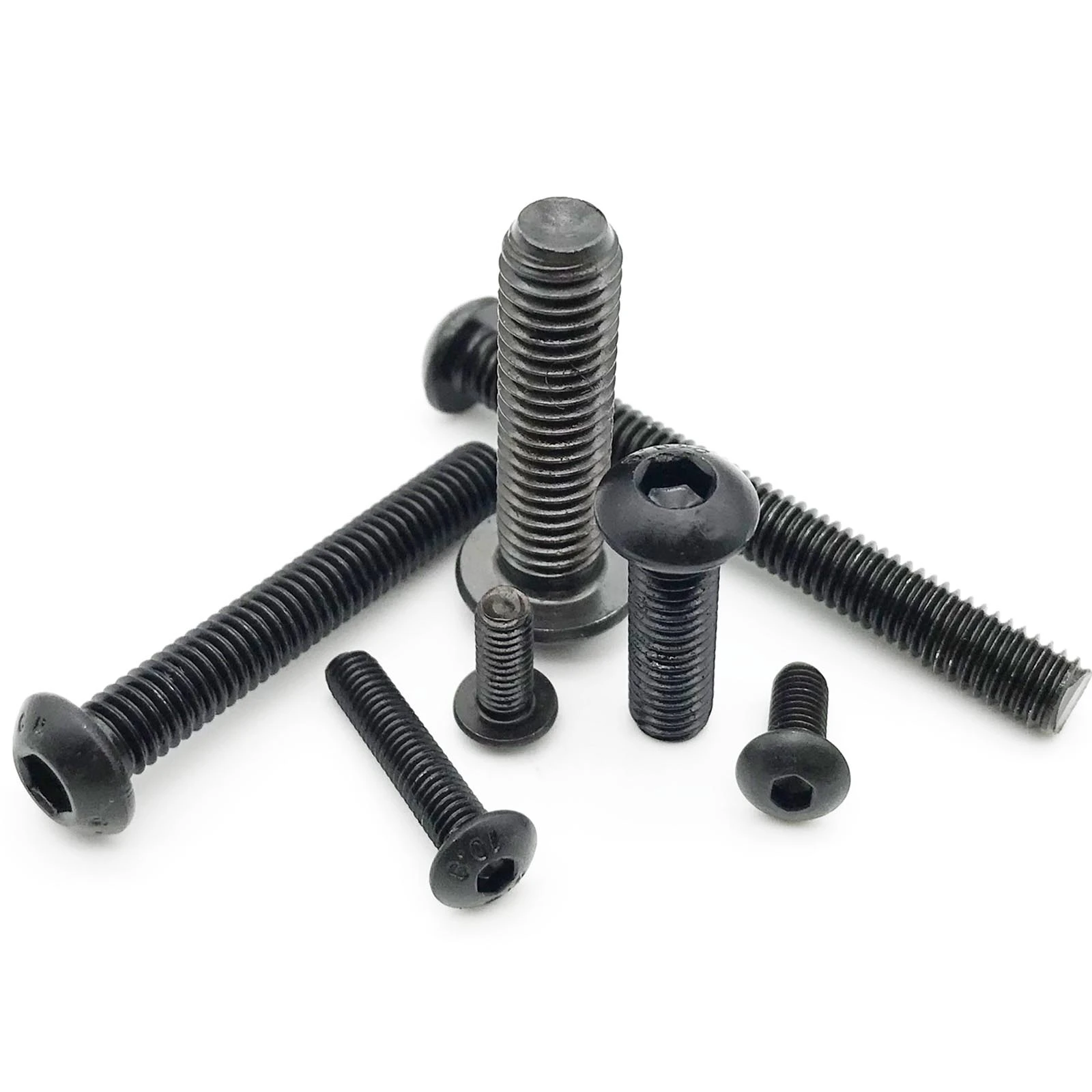 5/10/50pcs M1.6 M2 M2.5 M3 M4 M5 M6 M8 Black Grade 10.9 steel ISO7380 Hex Hexagon Socket Allen Button Round Head Screw Bolt