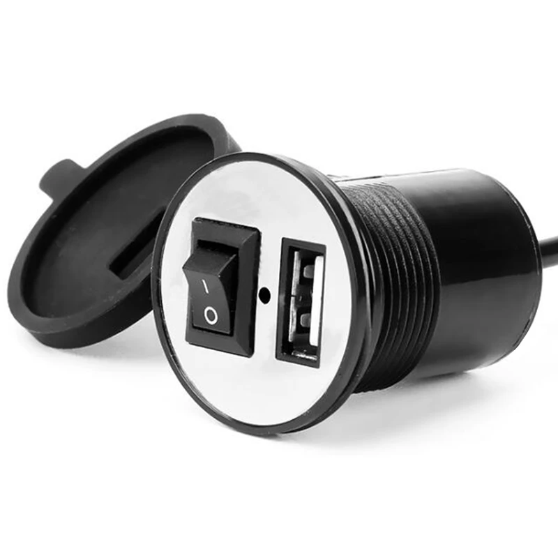 DIY Motorcycle USB Car Charger 12V with Switch Cigarette Lighter Socket Plug Waterproof Motorbike Phone Charger Adapter