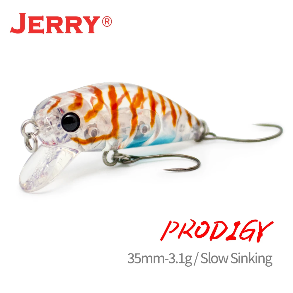 Jerry Prodigy Micro Wobbler Single Hook Hard Bait Freshwater Plug Slow Sinking Bauble Crankbait 35mm Spinner Pesca Lure