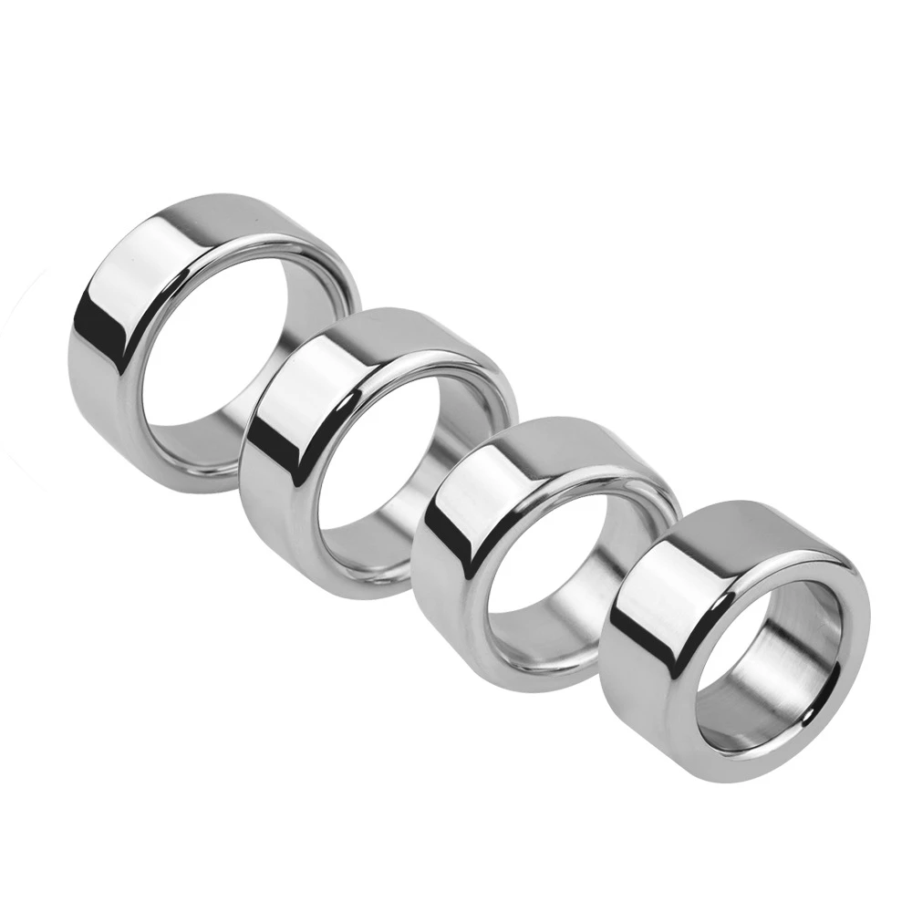 Male Metal stainless steel penis lock cock ring ball stretcher head delay time extend testicles sex toy for man