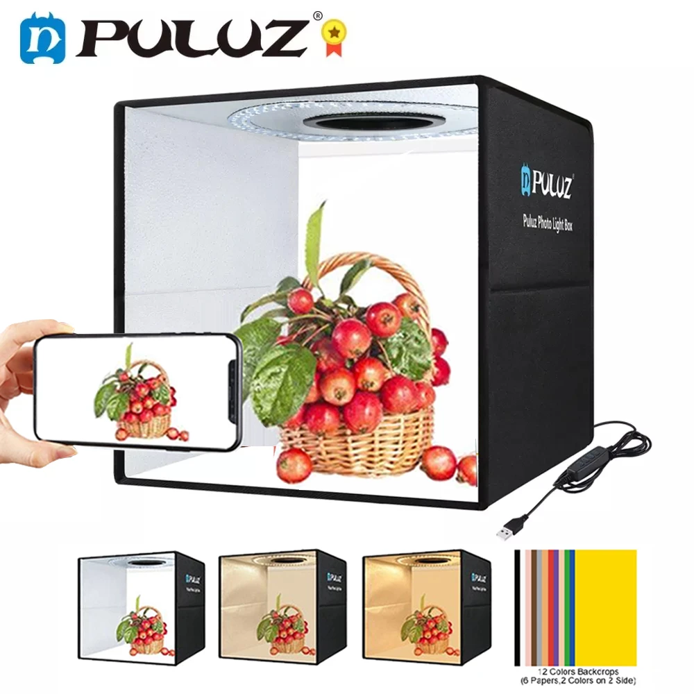 PULUZ 25cm/30cm Mini Photo Studio Box Photography Lightbox Lighting Studio Shooting Tent Box Kit &6 Background 12 Colors Softbox