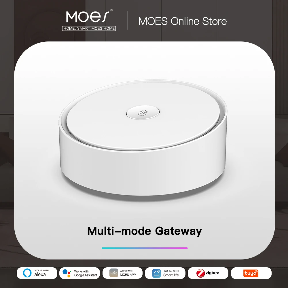 Moes Smart Multi-mode Gateway ZigBee 3.0 WiFi Bluetooth Mesh Hub Work with Tuya Smart App Voice Control via Alexa Google Home