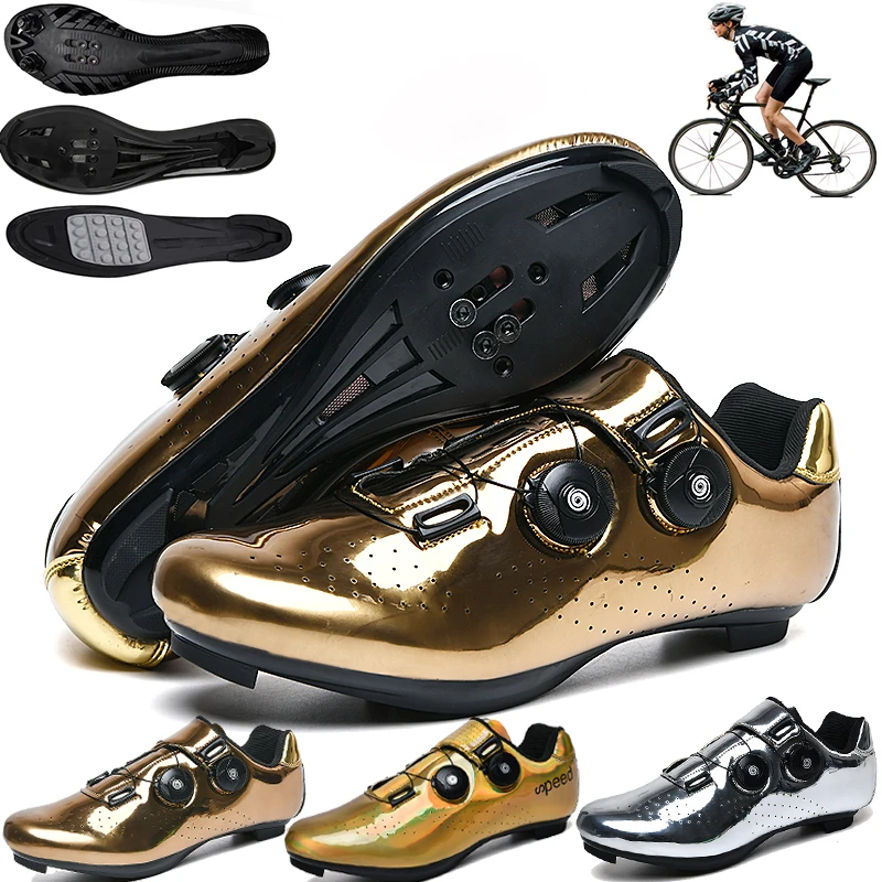 Professional self-locking men road bike shoes ultra-light non-slip women MTB cycling shoes SPD pedal racing flat-bottomed shoes