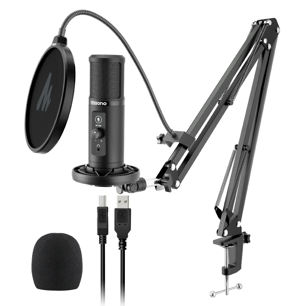 MAONO PM422 USB Microphone Zero Latency Monitoring 192KHZ/24BIT Professional Cardioid Condenser Mic with Touch Mute Button