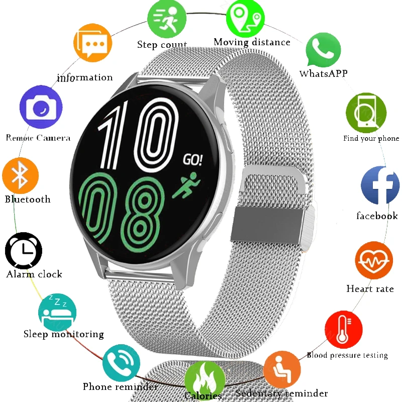 Smart Watch Round Women Waterproof Smartwatch Men Women Fitness Tracker Blood Pressure Monitor for Android IOS Smart Clock PK P8