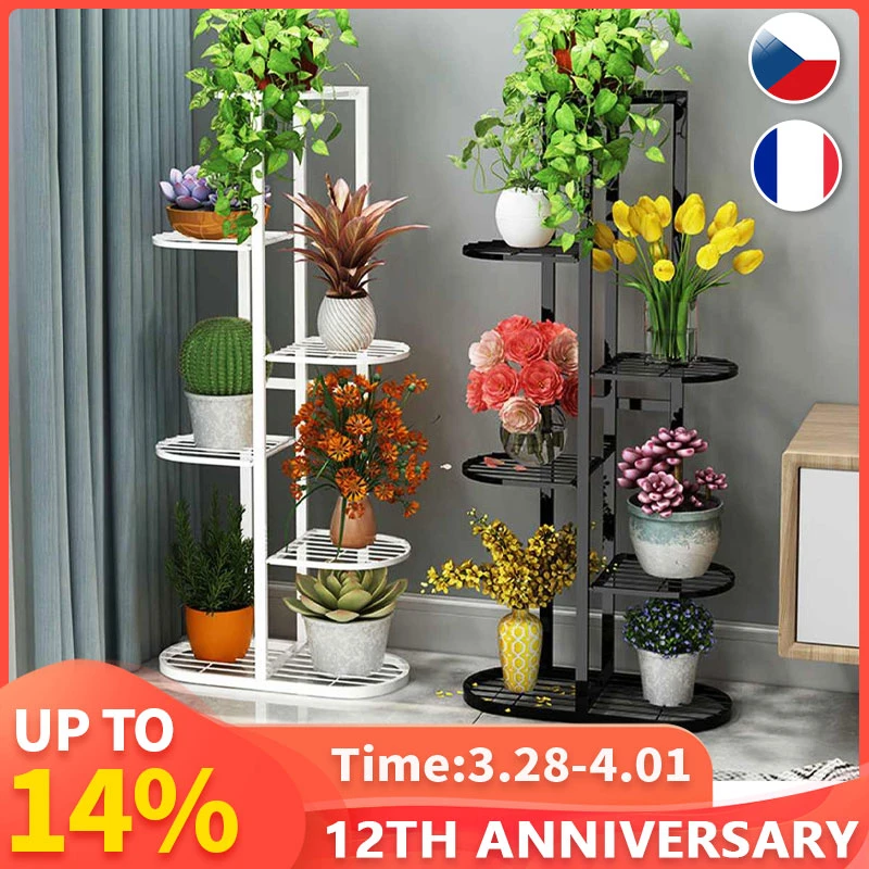 1pcs Plant Shelves Iron Potted Flower Plant Stand Rack Multiple Flower Pot Holder Shelf Indoor Outdoor Planter Display Organizer