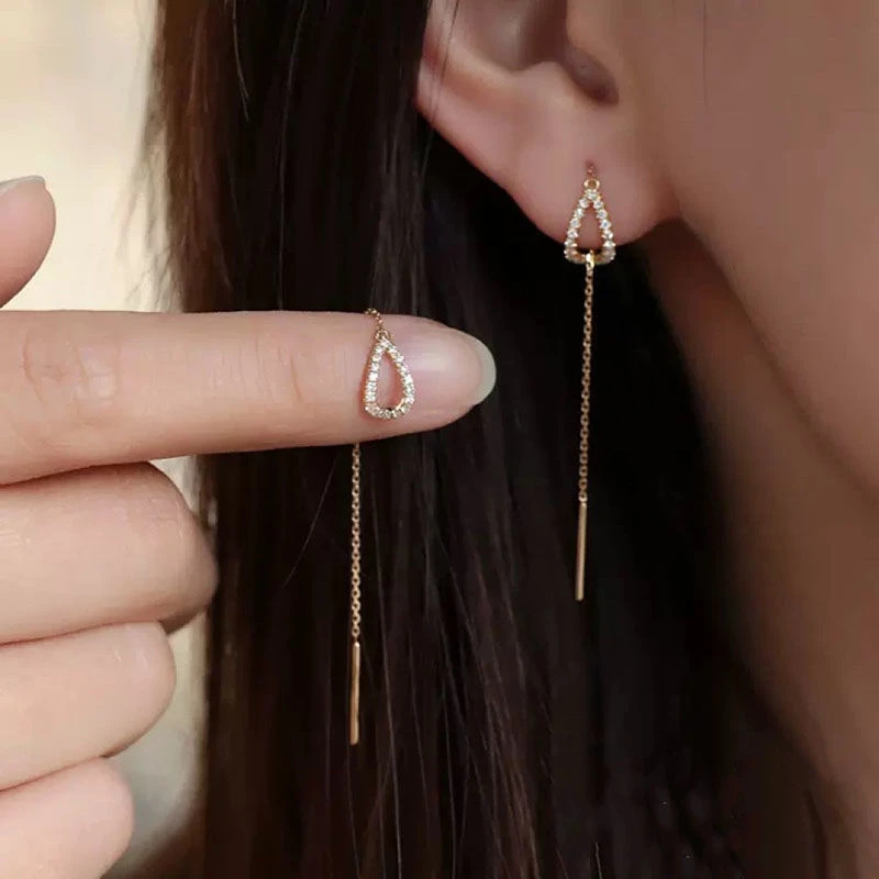 2021 Fashion Minimalist Long Earring Silver Color Simple Tassel Chain Statement Earrings Women Korea Joker Ear Line Jewelry Gift