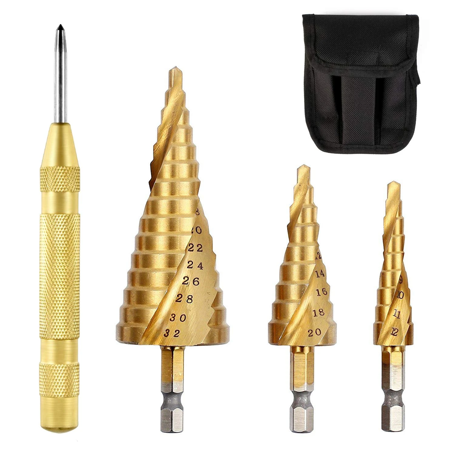 3pcs HSS Titanium Drill Bit 4-12 4-20 4-32 Drilling Power Tools Metal High Speed Steel Wood Hole Cutter Cone Drill bit