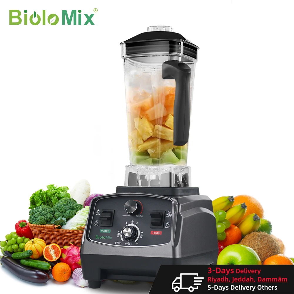 BioloMix 3HP 2200W Heavy Duty Commercial Grade Timer Blender Mixer Juicer Fruit Food Processor Ice Smoothies BPA Free 2L Jar