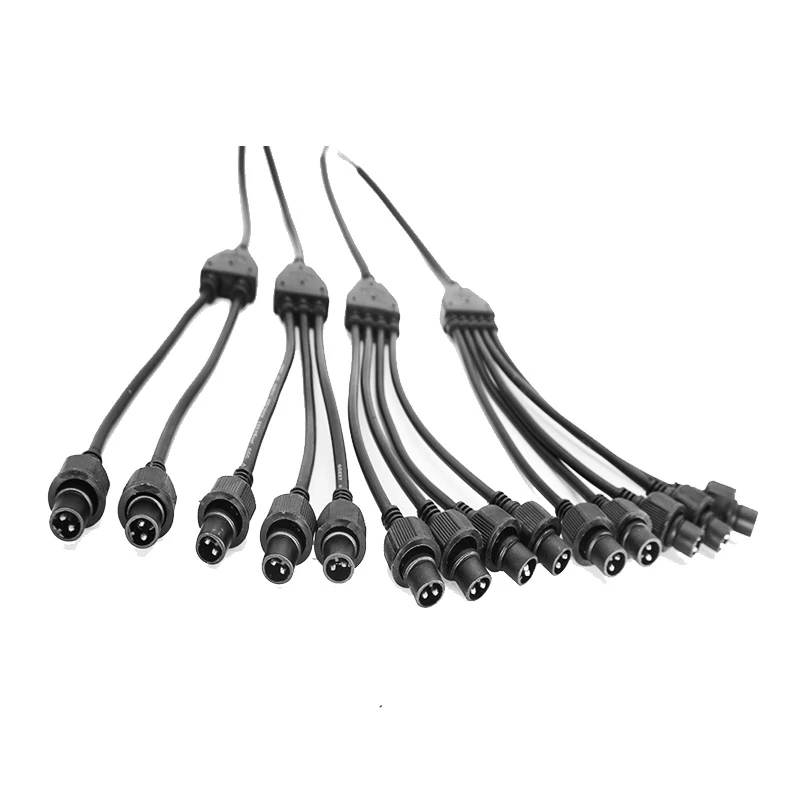 2Pin Electrical Splitter Wire Connectors with Male Female IP67 Waterproof 1 to 2 3 4 5  Y Type Cable Connector Outdoor Led Strip