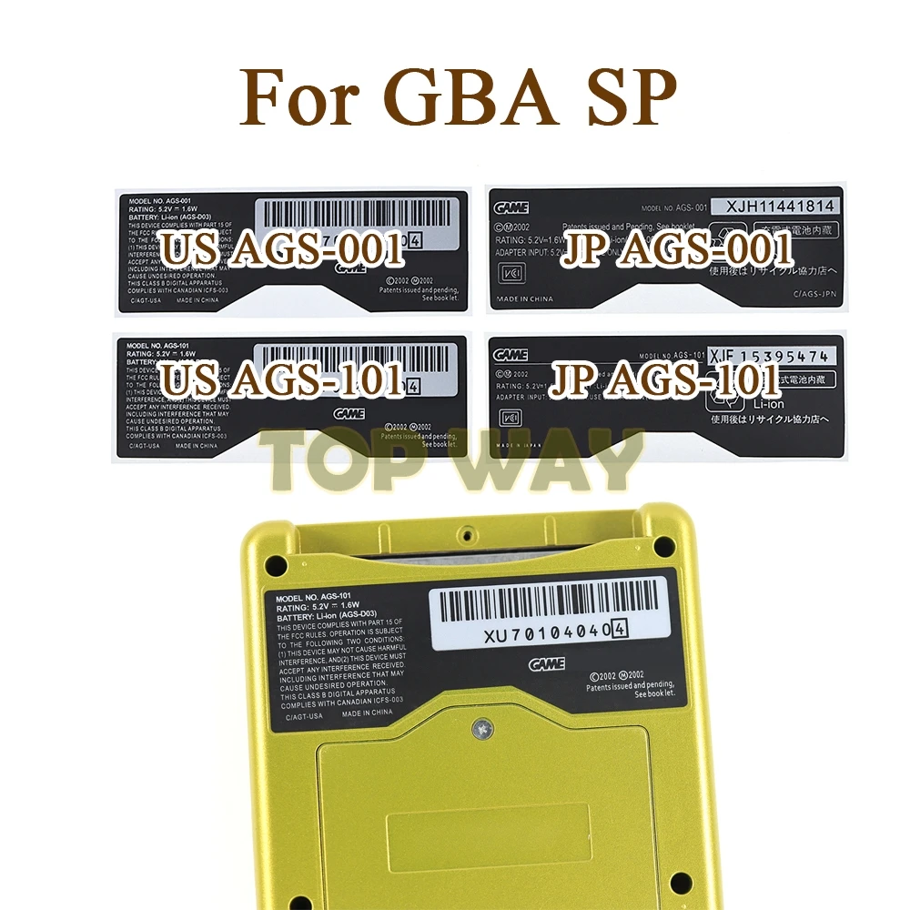 For GameBoy GBA SP Console Back Tag For Nintendo Game boy SP Label Sticker US JP AGS-101 AGS-001 2pcs/lot