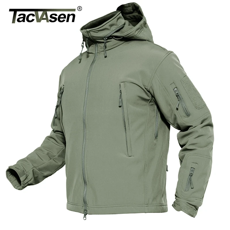 TACVASEN Winter Military Fleece Jacket Mens Soft shell Jacket Tactical Waterproof Army Jackets Coat Airsoft Clothing Windbreaker