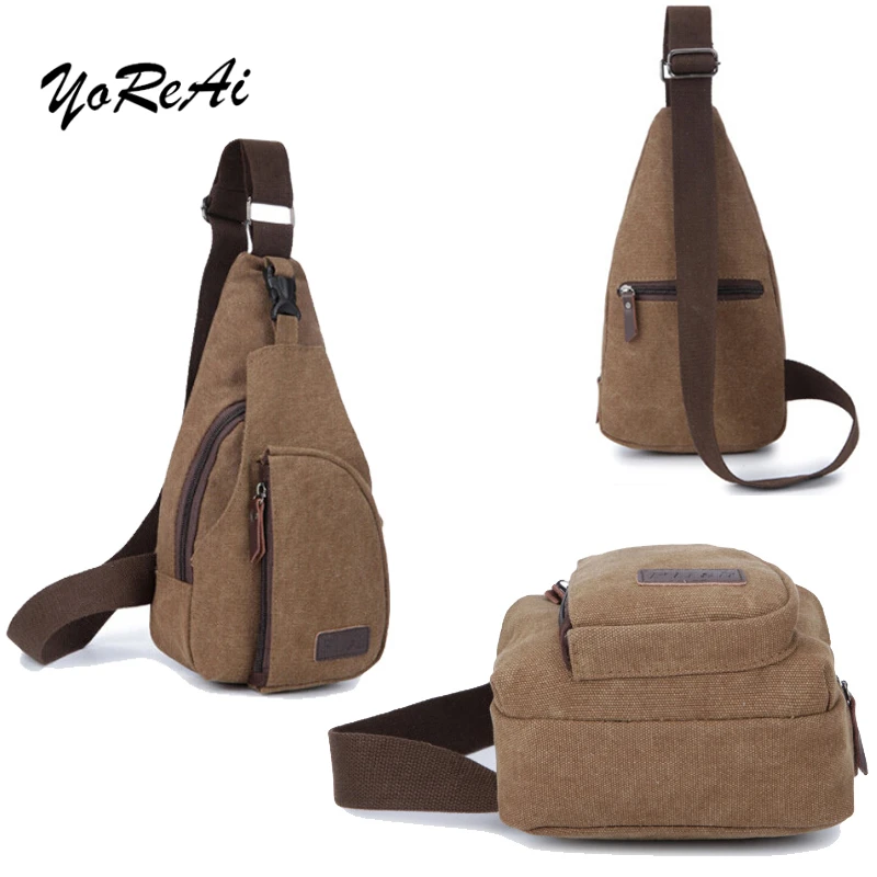 YoReAi Men Sac Canvas Leather Satchel Shoulder Sling Chest Pack Bags Cross Body Messenger Shoulder Backpack Solid Men Canvas Bag