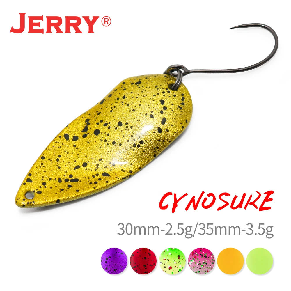 Jerry 2.5g 3.5g brass wide micro area trout spoons UV colors single hook fishing lures glitters spinner freshwater bait