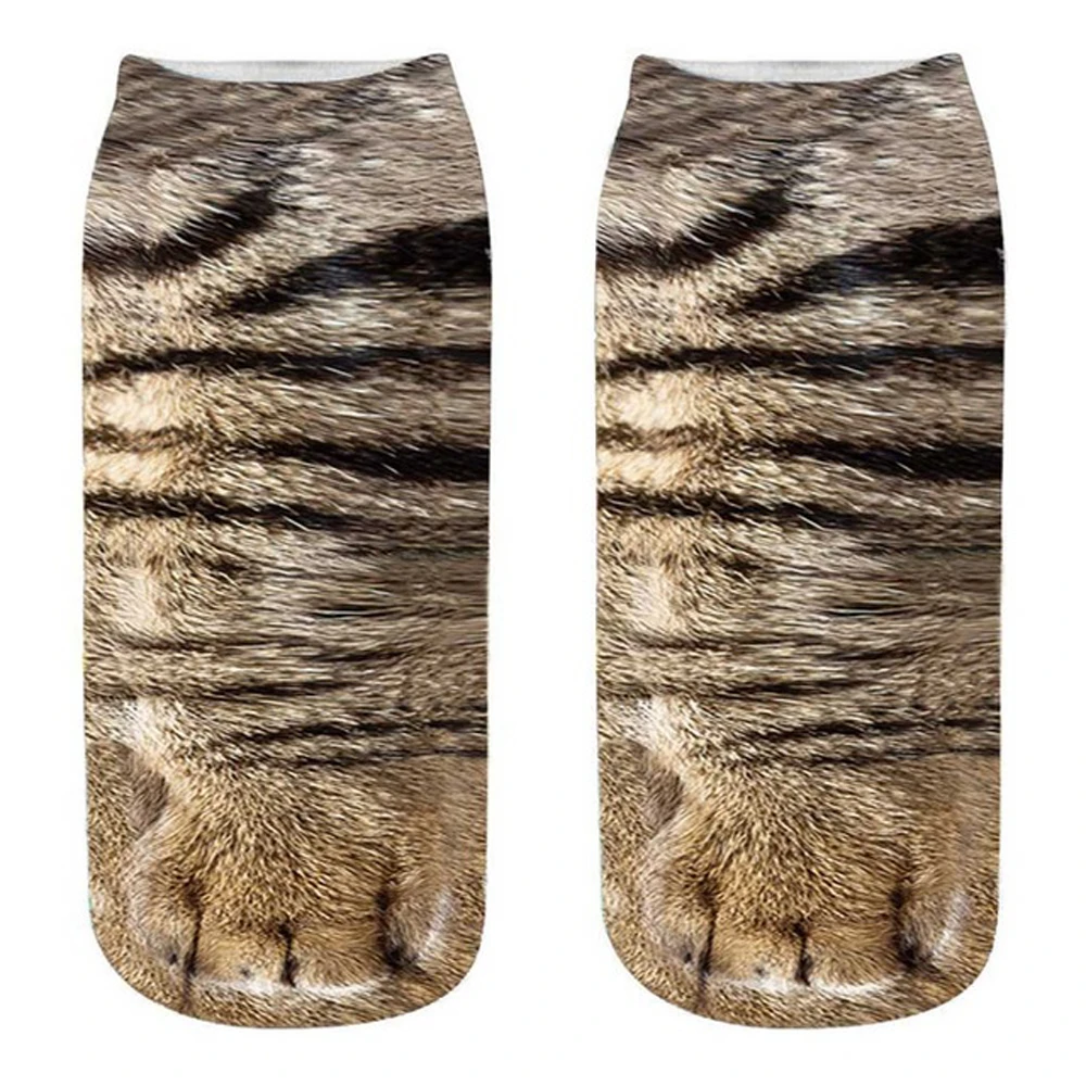 New Happy 3D Animals Claw Print Ankle Socks Unisex Soft Casual Cute Cotton Socks Funny Dog Zebra Pig Cat Paw Short Socks Cosplay
