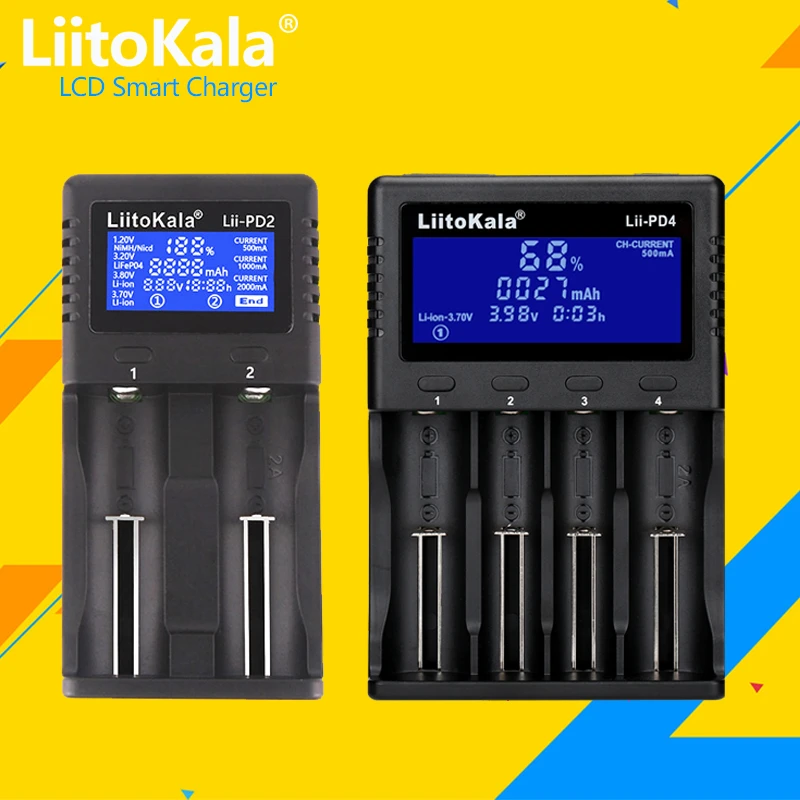 LiitoKala Lii-PD4 Lii-S8 Lii-500 Lii-600 battery Charger for 18650 26650 21700 AA AAA 3.7V/3.2V/1.2V/ lithium NiMH battery