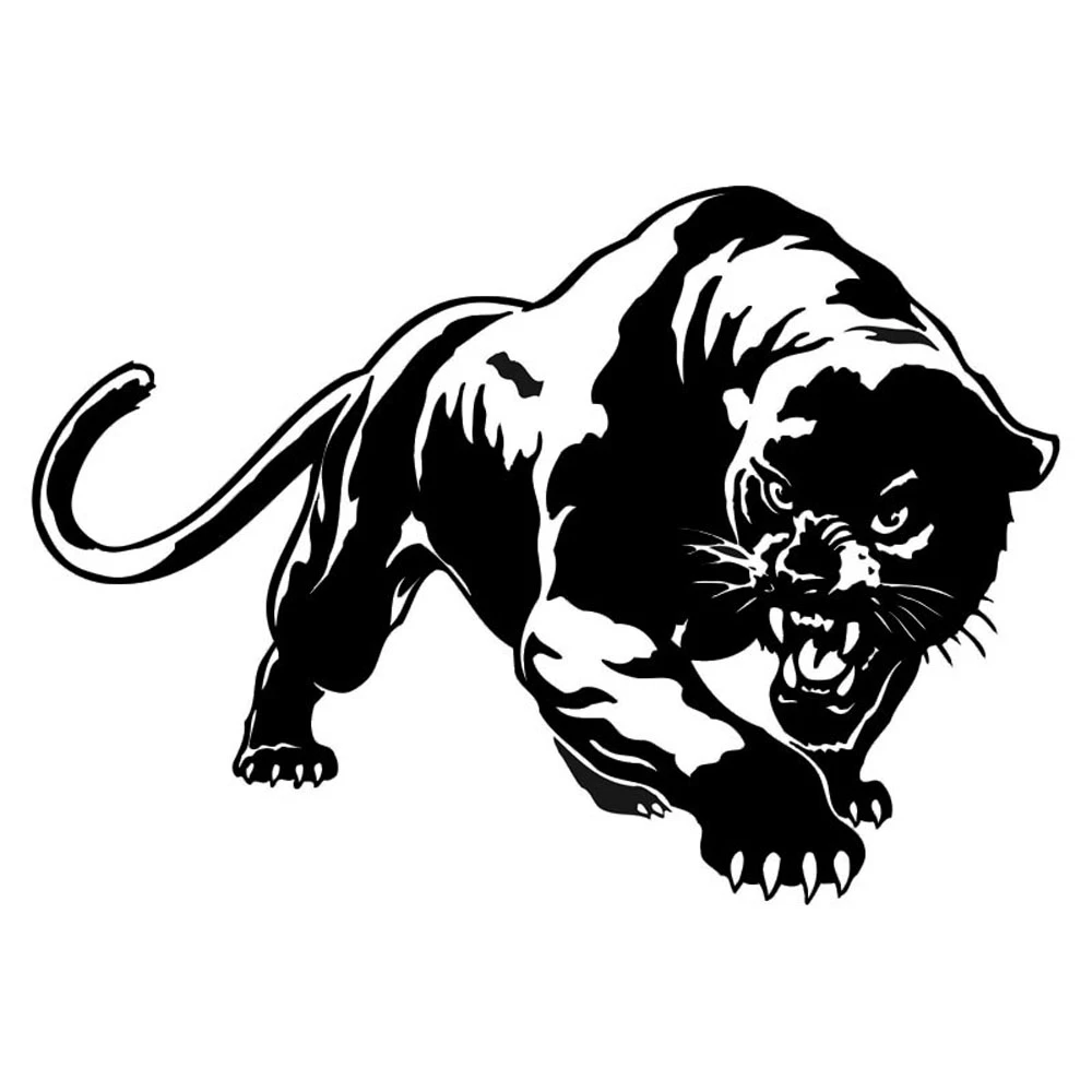 19.5*13.6cm Fiery Wild Panther Hunting Car Sticker 3D Funny Sticker Rear Window Vinyl Car Styling Black/White