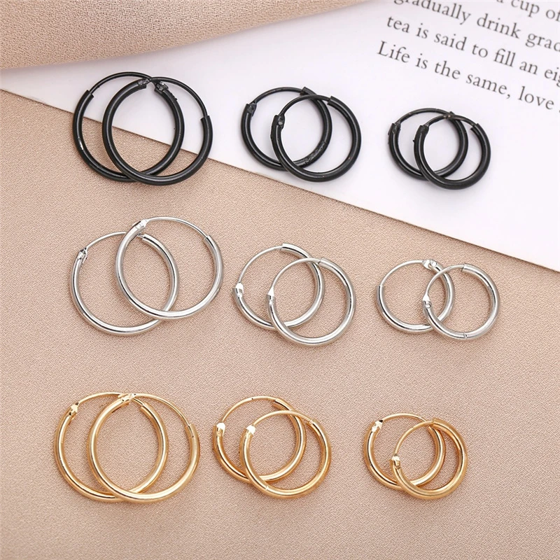 2020 New Vintage Rose Gold Multiple Dangle Small Circle Hoop Earrings for Women серьги Jewelry Steampunk Ear Clip Gift