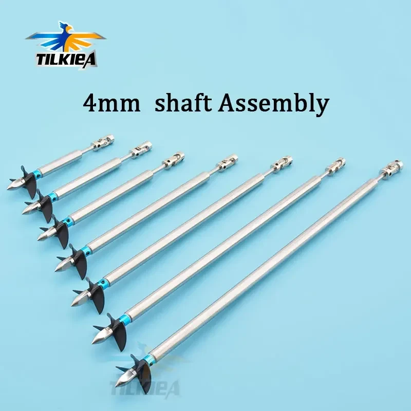 Rc Boat 4mm Boat Shaft Stainless steel Drive Shaft +Three Blades Screw +Cardan Joint+ Stainless Steel Shaft Sleeve+Prop Nut /set