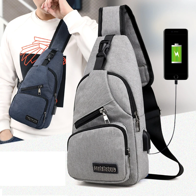 Male Shoulder Bags USB Charging Crossbody Bags Men Anti Theft Chest Bag School Summer Short Trip Messengers Bag 2021 New Arrival