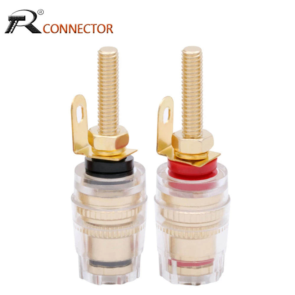 2PCS gold-plated binding post banana socket connector 4mm banana plug amplifier speaker terminals Non-magnetic wire connector