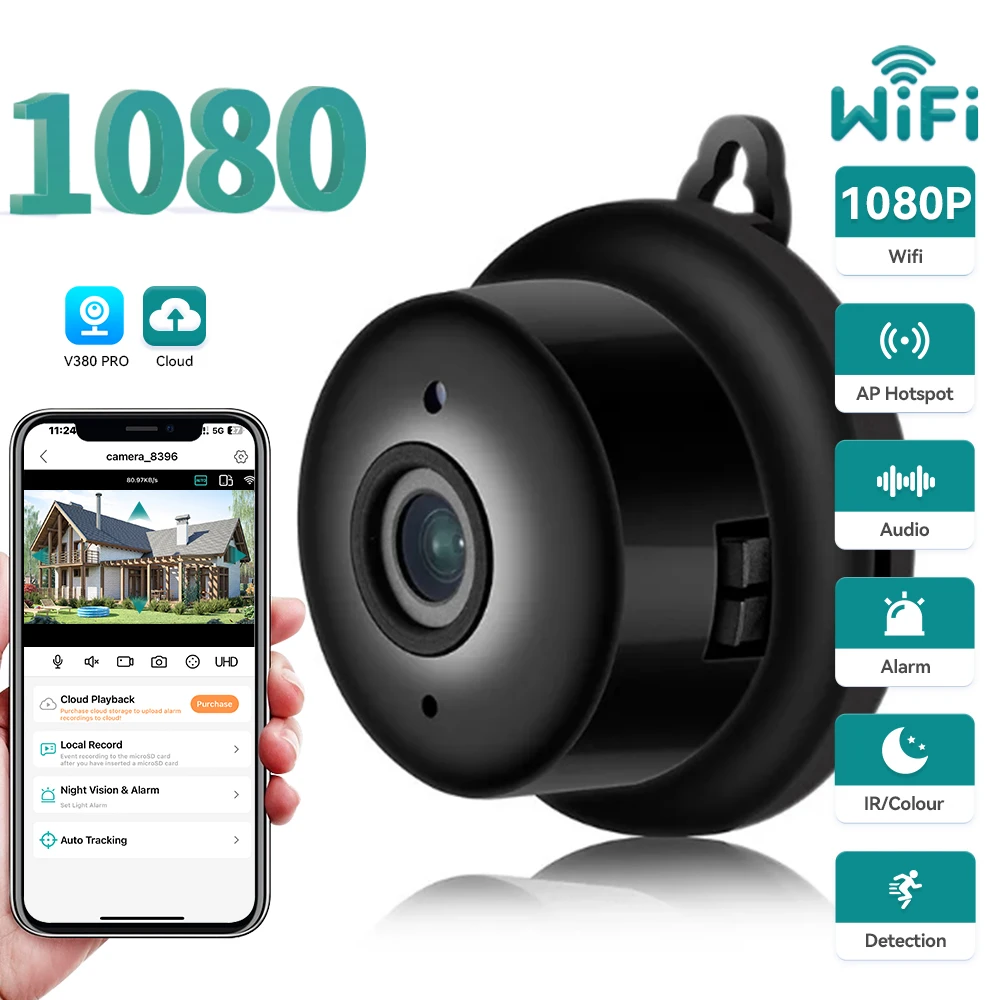 Mini Wifi IP Camera HD 1080P Wireless Indoor Camera Nightvision Two Way Audio Motion Detection Baby Monitor V380