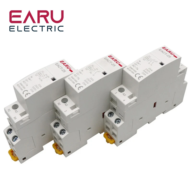 2P 16A 20A 25A 1NO 1NC 2NO 2NC AC 220V 230V 50/60Hz Din Rail Mounted Household Modular AC Contactor for Smart Home House Hotel