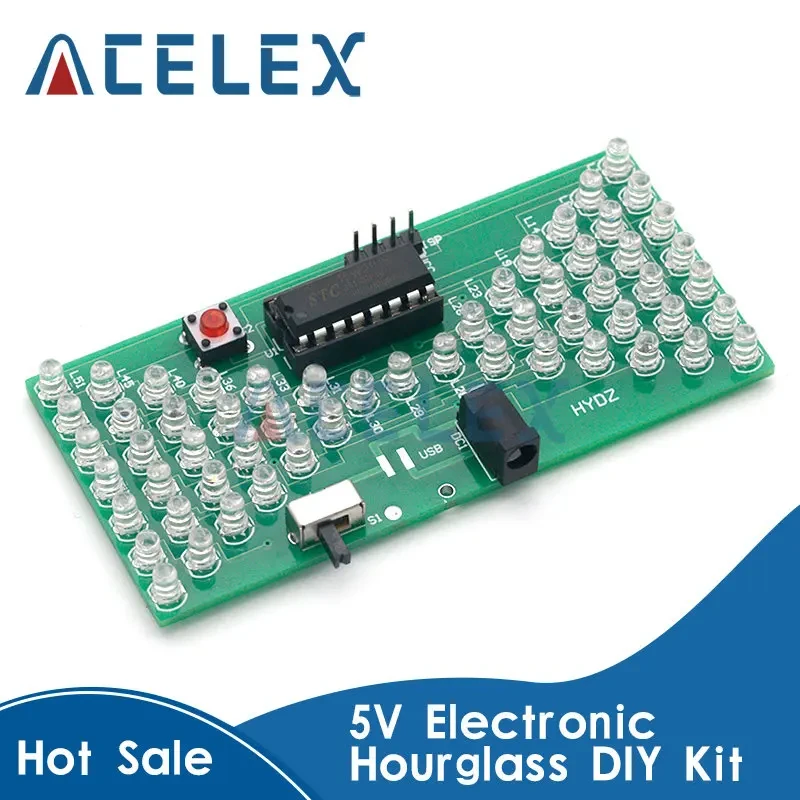 5V Electronic Hourglass DIY Kit Funny Electric Production Kits Precise With LED Lamps Double Layer PCB Board 84*40mm