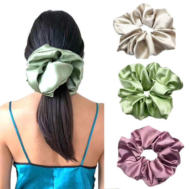 Oversized Scrunchies Big Rubber Hair Ties Elastic Hair Bands Girs Ponytail Holder Smooth Satin Scrunchie Women Hair Accessories