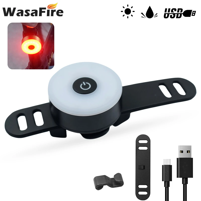 WasaFire Bicycle Tail Light USB Rechargeable Bike Rear Light Mini Flash Taillight Safety Warning Lights Cycling MTB Back Lamp