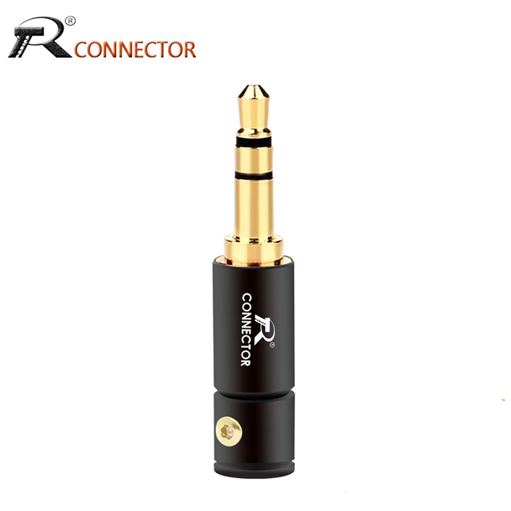 1pc Jack 3.5mm Audio Plug 3 Pole Gold-plated Earphone Connector with Aluminum tube&Screw locks welding free  packing